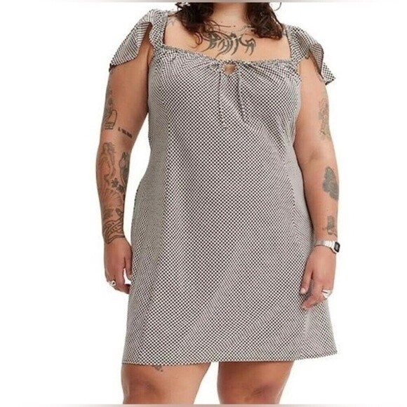 NWT Levi's Misha Ruffle Sleeves Gingham Check Mini Dress SZ 4X - Picture 1 of 16